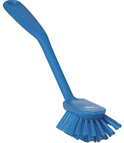 Vikan 42373 Dish Brush with Scraping Edge, Blue, Medium, 280 mm Length, 60 mm Width, 55 mm Height