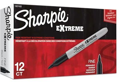 Sharpie Extreme Permanent Markers, Fine Point, Black, 12 Count - Fade Resistant