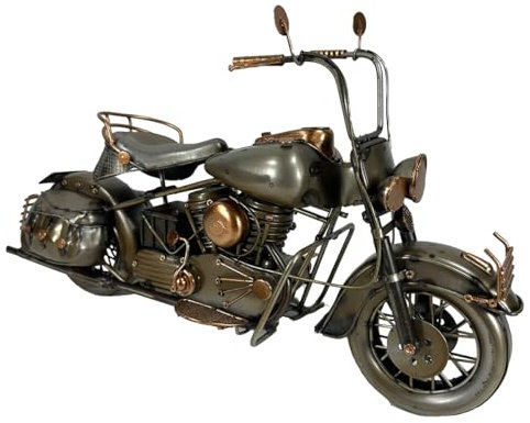 CAPRILO Figura Decorativa Retro de Metal Moto Vehículos. Adornos y Esculturas. Coleccionismo. Decoración Hogar. Regalos Originales. 37 x 13 x 20 cm