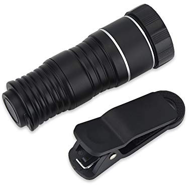 Nikou La cámara del teléfono - Teléfono monocular de la lente de enfoque 12 veces Smartphone Telescopio Mini portátil al aire libre (Color : Plata)
