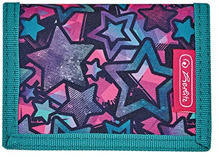 Herlitz Kinder Geldbörse / Geldbeutel / Portemonnaie / 'Sterne' (Kind, unisex, Stern, Klettverschluss)
