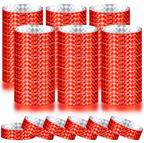 600 conteggi braccialetti di carta al neon Fasce impermeabili per le mani per eventi, braccialetti leggeri da concerto colorati al neon braccialetti adesivi per feste (rosso brillante)