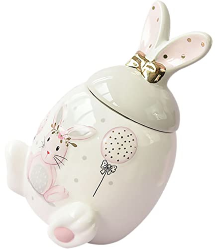 Healeved Keramik-Kaninchenkanister Osterhasen-Keksdose Kaninchen-Süßigkeitsschale Mit Ohrendeckel Dekorativer Teekanister Aufbewahrungsbehälter Für Lebensmittel Zu Hause Küche