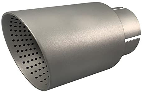 63mm Auspuffspitzen Auspufftopf Edelstahl und Frost mit Löchern Auto End Endschalldämpfer, Einlass 2,5 Auslass 3,5 (Einzelrohr)