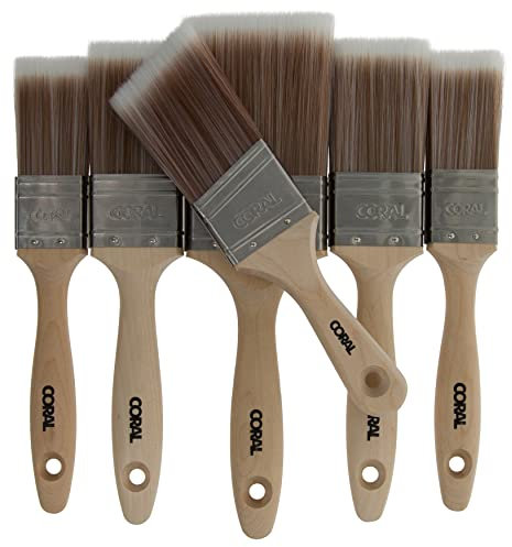 Coral 31599 Painter's Pack - Juego de 6 Pinceles de Pintura de Grado Profesional con Madera FSC, Juego de 6 Piezas, 2 x 1.5 Pulgadas, 2 x 2 Pulgadas, 3 y 2 Pulgadas