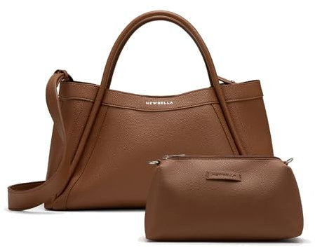 NEWBELLA Kelly Tragetasche für Damen, veganes Leder, Hobo-Tasche mit Schultergurt, Handtaschen und Crossbody-Taschen, passende Geldbörse, Br