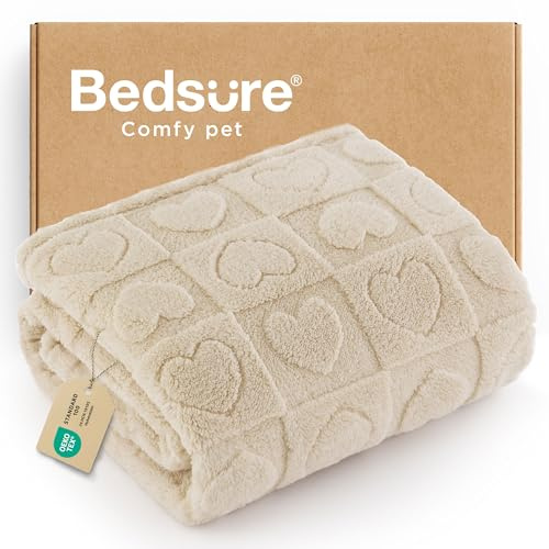 Bedsure Dog Blankets for Medium Dogs Washable - Fluffy Fuzzy Puppy Cat Blanket with Premium 300GSM Coral Fleece Soft for Pet Kitten Doggy, White, 30x40IN
