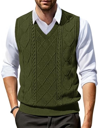 COOFANDY Men V Neck Sleeveless Vest Sweater Winter Fall Lightweight Vest