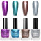 4Pcs Metall Spiegel Nagellack Set - Spiegelnagellack Effekt Schnelltrocknend Chrom-Nagellack Fingernagellack, Einfach zu Verwenden & Entfernen Kratzfest - Glitzer Rosa Bronze Lila Blau Silber (Bunt01)