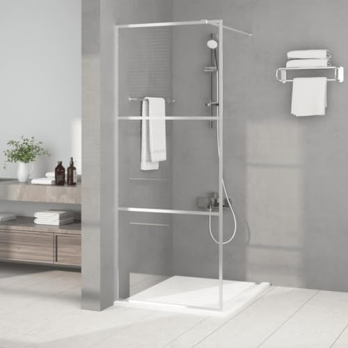 Juroupi Walk-in Shower Wall Silver 80x195 cm Clear ESG Glass,Walk-in Shower Wall,Shower Screen,Shower Cubicle