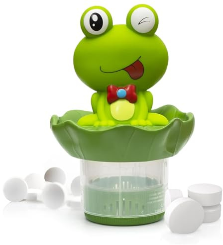 Piscina de cloro flotante, tableta de cloro flotante, soporte de mesa de rana, cloro, liberaciones ajustables con agentes de limpieza de gran capacidad para la calidad del agua limpia