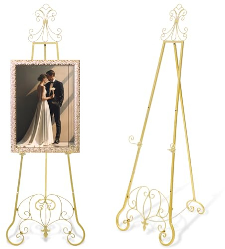 Otoolling 1 Pack Gold Wedding Easel Stand 57'' Display Stand, Ornate