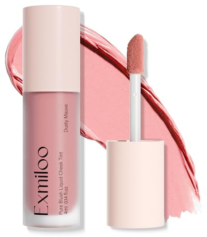 Exmiloo Mattes Liquid Blush, Flüssiges Rouge mit Leichter Textur, Aufbaubare Farbe mit Natürlichem Mattem Finish, für Wangen & Lippen, Vegan & Tierversuchsfrei, Farbton: Dusty Mauve