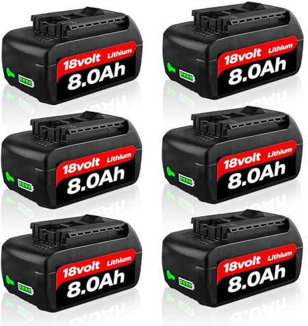6 x 8.0AH Li-Ion Ersatzakku für Bosch 18V Akku Lithium Akku Kompatibel mit Bosch 18V Serie BAT609 BAT609G BAT618 BAT618G BAT619 (8.0-6PACKS)