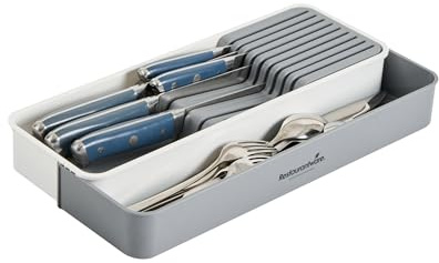 Restaurantware Plastic Gray And White Tier Knife Drawer Organizer, 12 Ct