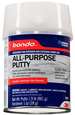 3M Bondo All-Purpose Putty, Designed for Interior and Exterior Home Use, Paintable, Permanent, Non-Shrinking, 1.9 lb., 1-Quart