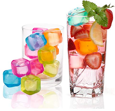 Yopay 200 Pieces Reusable Ice Cubes, 2.5cm Plastic Squares for Drinks, Whiskey, Wine or Beer, Keep Your Drink Cold Longer, Refreezable, Washable, Assorted Color