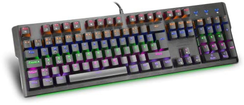 Speedlink VELA LED Mechanical Gaming Keyboard – Mechanische Gaming Tastatur RGB, kabelgebunden, Metall Oberfläche, Blue Switches, Anti-Ghosting, 11 Beleuchtungsmodi, DE-Layout, schwarz