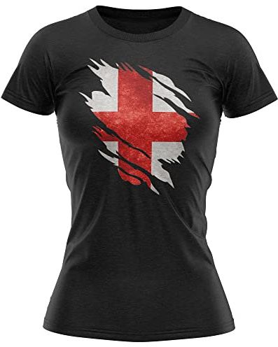 England Torn Womens T Shirt, Rugby Gifts, England Flag Torn, English Gift, English Rugby Tee, England Present for Women