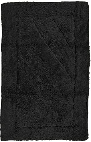 HOME ZEN HOUSEHOLD LINEN tappeto da bagno art. tenero morbido e folto assorbente con antiscivolo sotto vasca doccia lavabo lavandino bidet e wc water toilette 100% cotone (70X140 CM, NERO)