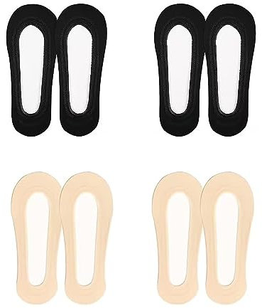 4 Stück Ballerina Socken Damen Unsichtbare Füßlinge Damen Atmungsaktiv Füsslinge Ballerina Socken Unsichtbare Sneaker Rutschfeste Flache für Frauen