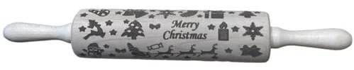 efo Embossed Rolling Pin with Engraved Design - Decorative Dough Roller - Cake Baking Accessories to Make Unique Bakes and Pottery - Beautifully Handmade Patterned Rolling Pin 40cm (Christmas)