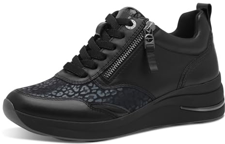 Tamaris Comfort Damen Sneaker flach mit Schnürsenkeln mit Reißverschluss, Schwarz (Black Nappa), 38 EU