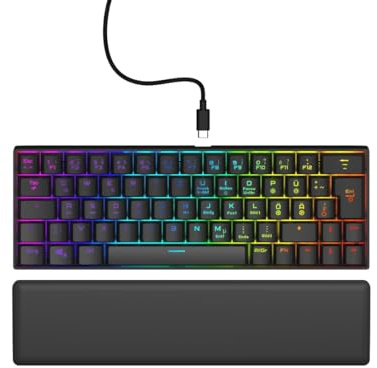 uRage Gaming-Keyboard Exodus 760 Mechanical Mini, Tastatur mit Abnehmbarer Handballenauflage, Full-RGB-Beleuchtung, Gaming-Software, kompaktes Format, Outemu Red Switches, QWERTZ-Layout, in schwarz