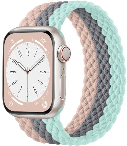 Zedoli Flätad soloslinga kompatibel med Apple Watch Band 38 mm 40 mm 41 mm 42 mm 44 mm 45 mm 49 mm kvinnor män, stretchig nylon solace sport elastisk rem för iWatch serie 9 8 7 6 5 4 3 2 1 SE