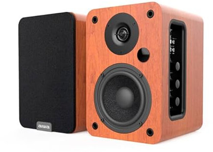 Aiwa Altavoces Activos ASP-A 200 (Potencia 2 X 25W RMS, HDMI-ARC, COAXIAL, RCA-Audio). Color Marrón