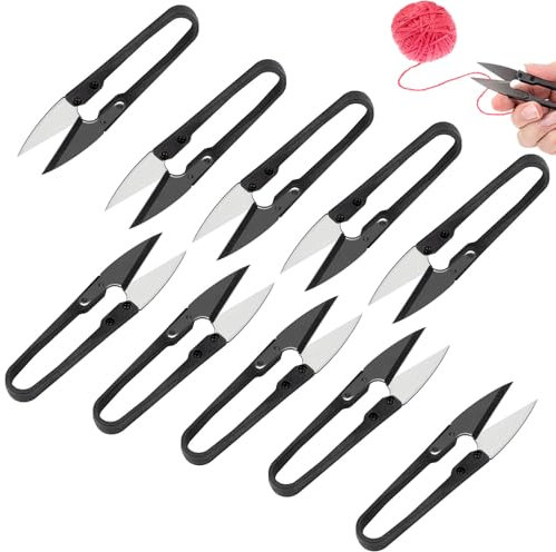 10 Stück U-Förmige Nähschere, Karbonstahl Trimmschere für Stoffschneiden, Mini Fadenschere für Garn und Faden, Klein Ernteschere für Pflanzen, Scharf Spring Trim Schere für Bastelarbeiten