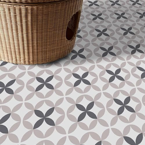 Alwayspon 12 piezas de 20 x 20 cm, color negro y gris, impermeables, antideslizantes, para cocina, baño, sala de estar, suelos de vinilo, autoadhesivos, para despegar y pegar.