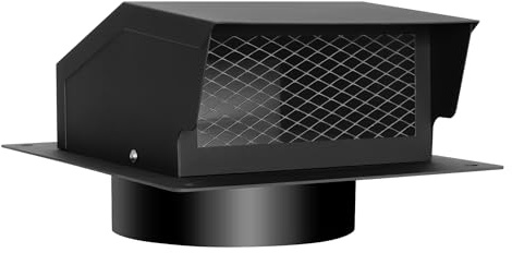 LTSEAME 8 inch Roof Vent Cap, Removable Roof Vent, Bathroom Exhaust Roof Vent for Dryer, Galvanized Steel with Damper for Ventilation System, Black