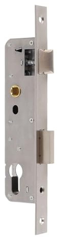 Cerradura de embutir para puerta, marco tubular para cilindro de perfil, tubular plano, acero inoxidable, cerradura de marco de tubo, 1 pieza, plata (35 mm)