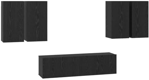 vidaXL Estanterías Modernas de Pared en Roble Negro de 60 cm, rectangulares, de Madera aglomerada, Acabado Mate. Diseño Que Ahorra Espacio Sala de Estar. Incluye Unidades de almac