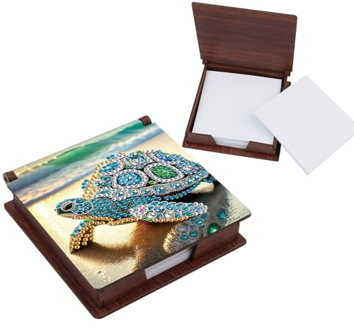 Formeydemi Turtle Diamond Painting Kit Note Box,Memo Paper Storage Box Diamond Art,Sticky Note Holder Diamond Art,Diamond Painting Memo Pad For Office Desk. (Turtle)