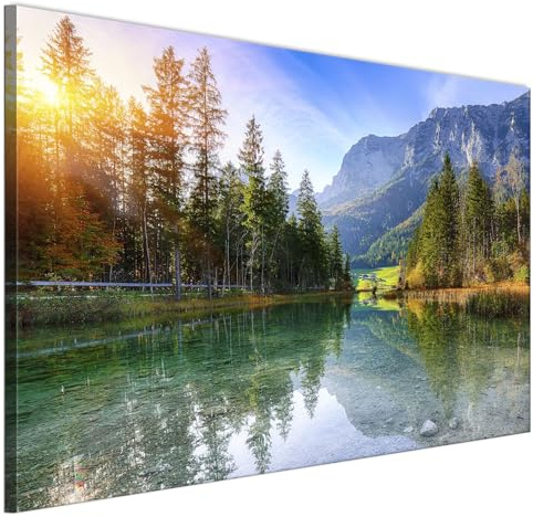 LUMASOUL Leinwand Bilder - Leinwandbild Natur Motiv - Wandbilder Holzrahmen und Webstuhl Wohnzimmer und Schlafzimmer - Bilder 120x80 cm