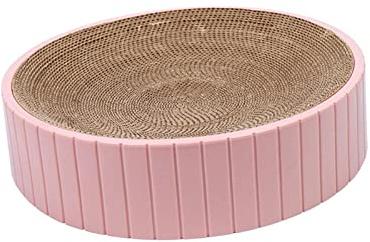 RoaQinFo Griffoir Rond pour Chat 31 Cm X 31 Cm X 6 Cm, Protection de Canapé Amovible, Nid pour Chat, Planche à Gratter pour Le Repos du Chaton, Rose