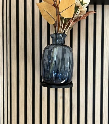 Rundes Plateau für Akustikwandpaneel -Akupanel - Akustikpaneele - Akustikpaneel - 1 Stück - Kein Bohren erforderlich - 10 bis 15 mm Abstand zwischen den Lamellen - Durchmesser 14 cm