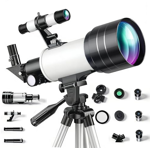 Telescopio Astronomia 70 mm Apertura, Telescope Portatile Astronomico Rifrattore Telescope per Bambini e Adulti con Ingrandimento 15-150x, Treppiede per Cannocchiale, Osservazione Stellare e