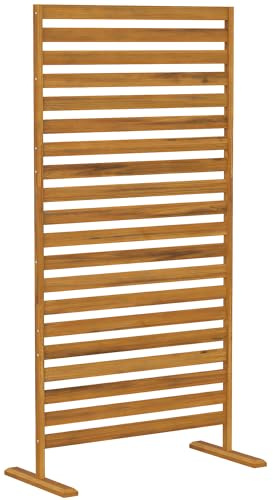 Outsunny Biombo de Madera, 170x80 cm, Biombo Separador de Ambientes, Enrejado para Exterior, Jardín, Patio, Terraza, Marrón