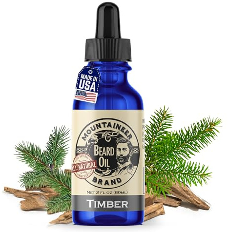 Mountaineer Brand Natural Beard Oil with Timber Scent | Made in West Virgina | Hydrates, Moisturises, Softens & Conditions for Beard Growth | Treats Dry Itchy Beards for Men | 2oz