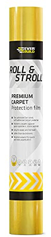 Everbuild ROLL75 Roll and Stroll Premium Carpet Protector | Self Adhesive Floor Protection for Carpets, Yellow, 600mm x 75 m