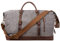 S-ZONE Reisetasche Größere Version Vintage Canvas Leder Trim Unisex Handgepäck Weekender Tadche Sporttasche für Reise Wochenende Urlaub (Hellgrau)