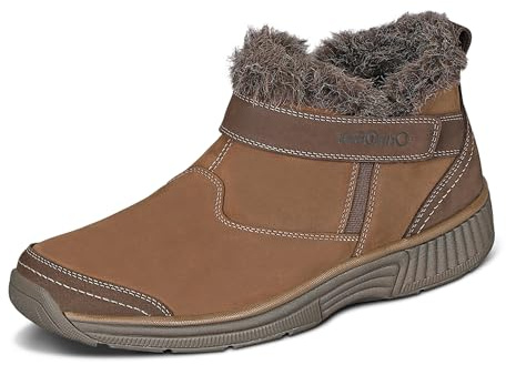 Orthofeet Women's Orthopedic Siena Water-Repellent Slip-Resistant Leather Boot, Brown, Size 7.5 Wide