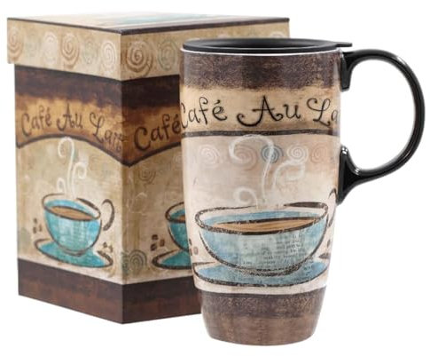 Topadorn Ceramic Mug Coffee Cup with Lid Sealed Lid and Gift Box,17oz.Coffee