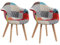 EGOONM Lot de 2 fauteuils Patchwork, chaises de Salle à Manger en Lin Idéal pour Salle à Manger, Salon, café, etc. (Rouge)