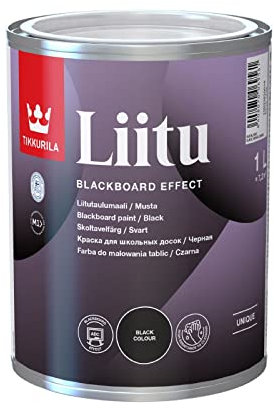 TIKKURILA Liitu - Pintura mate para paredes y muebles, a base de agua, 1 litro, color negro