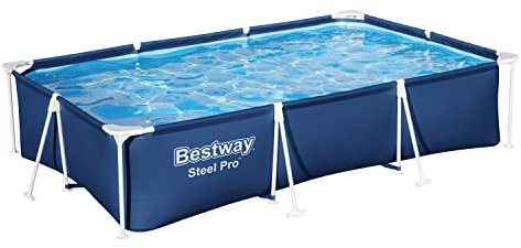 Bestway Steel Pro Swimming Pool Set | Above Ground Rectangle Paddling Pool, 9'10
