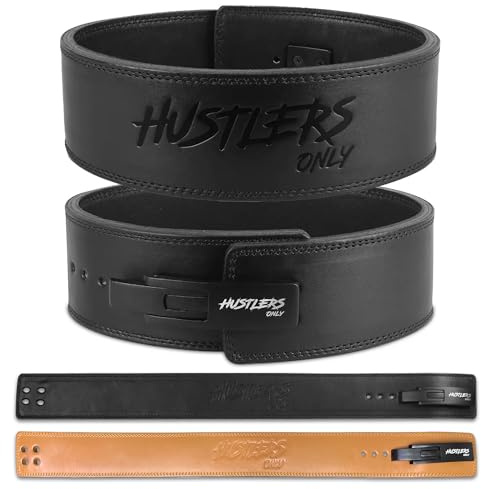 Hustlers Only Ceinture d'haltérophilie avec boucle à levier en cuir véritable pour soulevé de terre, haltérophilie, entraînement, 10 mm d'épaisseur pour soutien dorsal, ceinture de levage pour homme